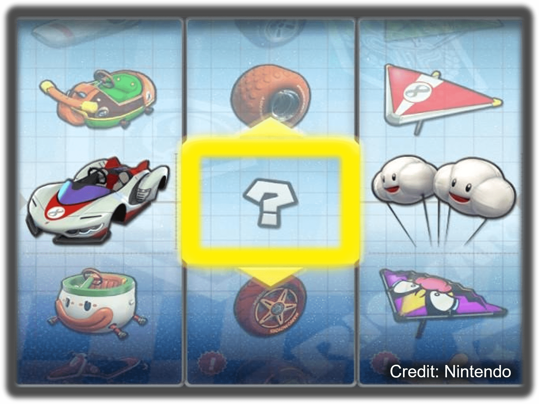 Nintendo Mario Kart cart selection screen with question mark highlighted in middle to suggest you could be next important part of the lab.